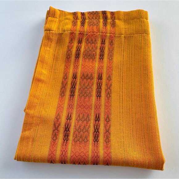 Vintage 70s curtain, orange tones, vertical stripes, rod header single panel - Picture 9 of 9